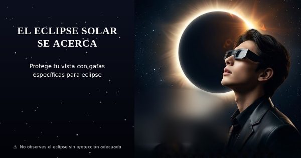 Persona observando un eclipse solar con gafas de protección